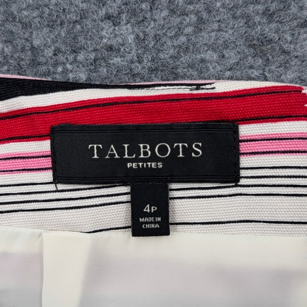 Talbots‎ Petites Pink Black Red Striped Cotton Pencil Skirt 4P Business Casual - Picture 3 of 6